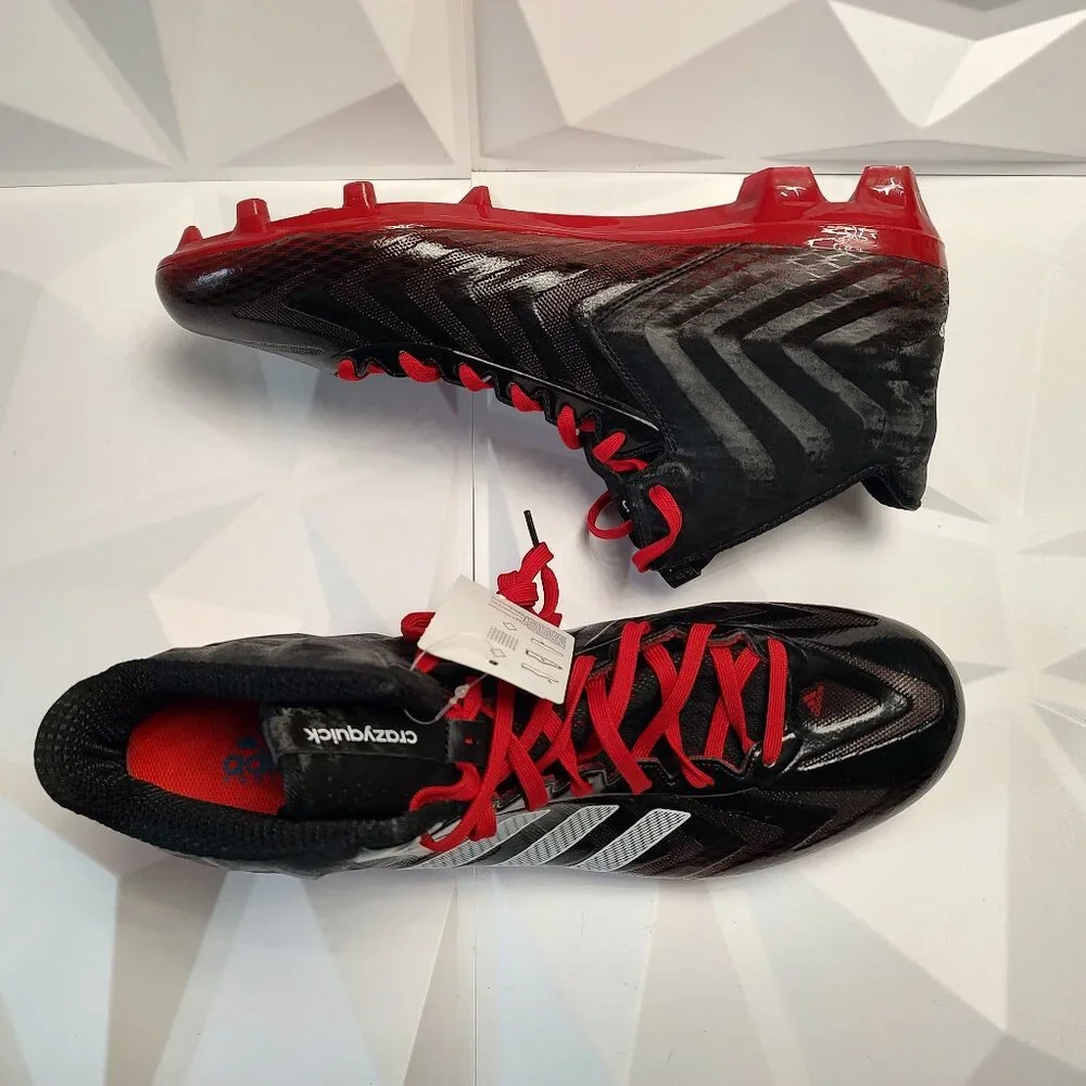 Adidas Mens Football Cleats 16 Black Red Shoe Lacrosse Crazyquick Mid Top - Picture 3 of 10